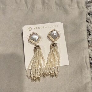 Kendra Scott Silver and Cream Earrings